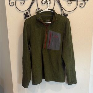 L.L. Bean Green Fleece Pullover with Gray Pocket